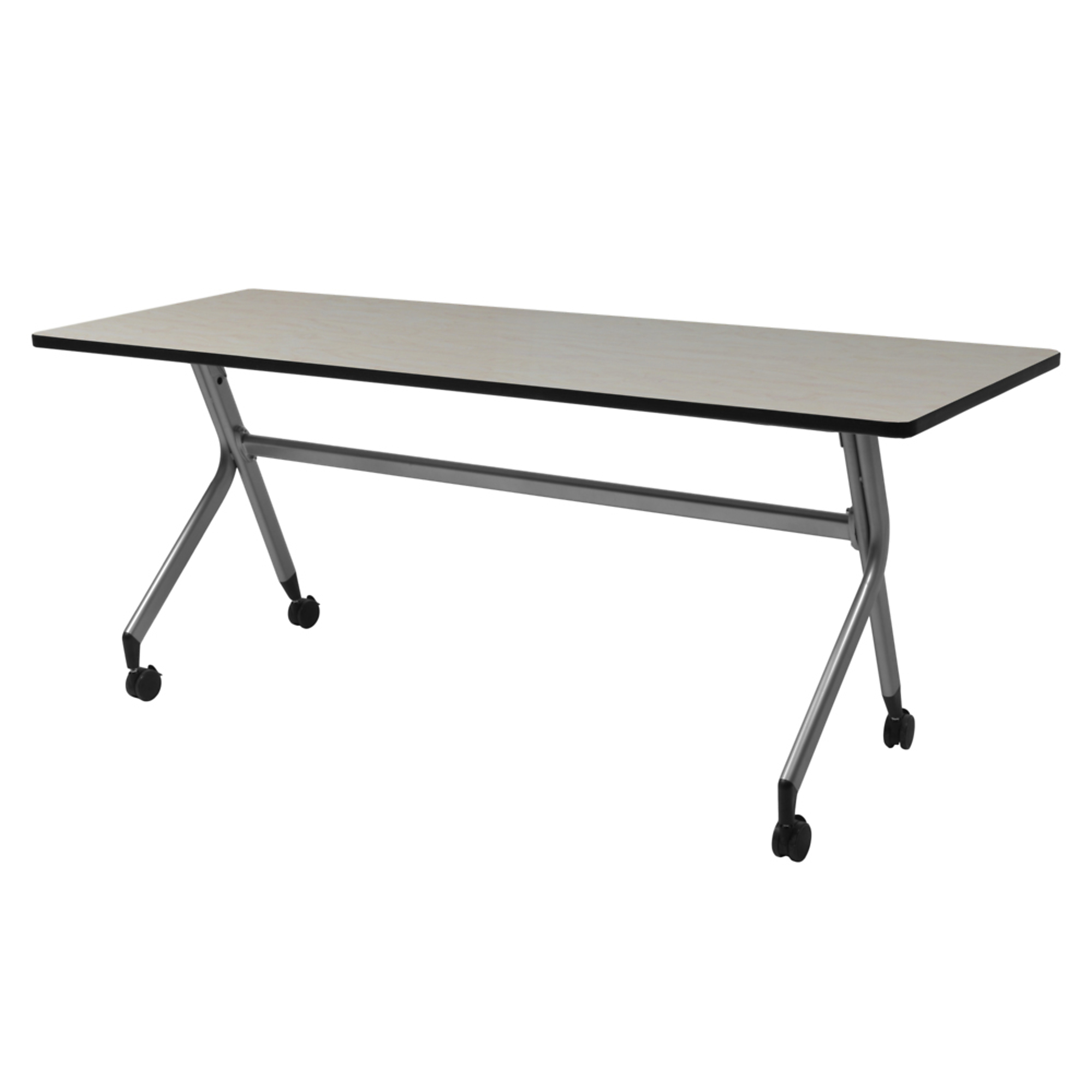 Regency En Route Flip Top Mobile Training Table — 66in. x 24in., Maple Top & Grey Base, Locking Casters, Model# MMFB6624PLGY
